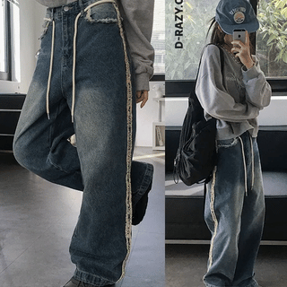 Lia Strap Deck Wide Denim Pants