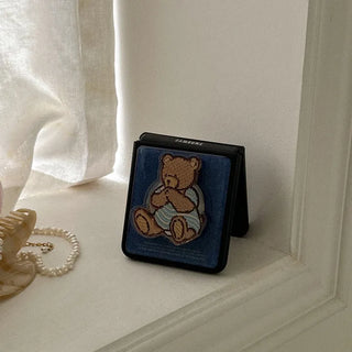 Teddy in Denim Galaxy Epoxy Zflip Fold 8 Black Bumper Phone Case