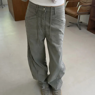 STRING DETAIL WIDE CARGO PANTS