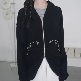 mink high neck zip-up