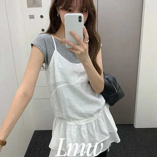 Rosy Cut Layered Sleeveless Blouse