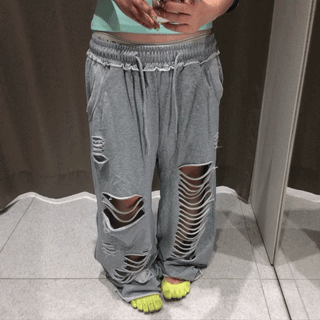 Striped lace leggings