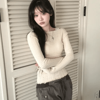 Glee Punching Slim Fit Knit Top