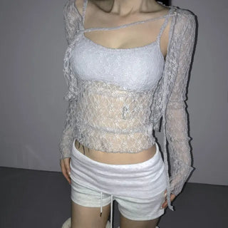 LACE Sleeveless Bolero Cardigan Set