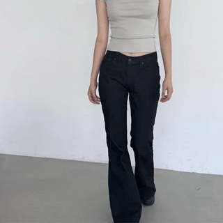 Blair Low Waisted Boot Cut Pants Non-Faded Low-Rise Denim Bootcut