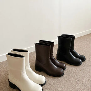 RUNNIG Square Comfortable Mid-calf Boots