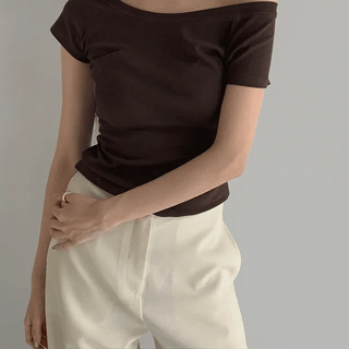 Mully Snap Button Asymmetrical Shoulder Short Sleeve Tshirt