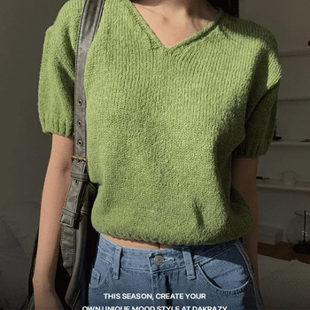 Fever V-neck Half Knit