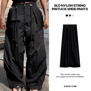 Slow Nylon String Pintuck Wide Pants