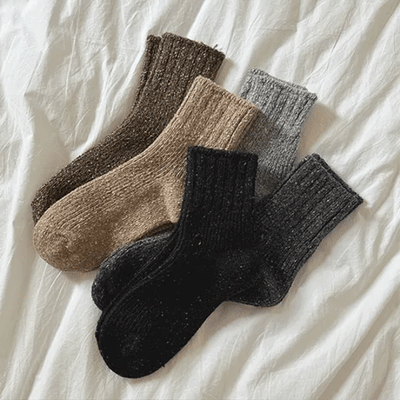 Rusty Heathered Wool Ribbed Socks