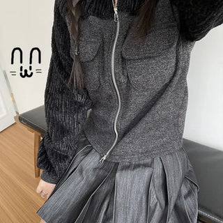 Two-way Pocket Rabbit Fleece Zip-up