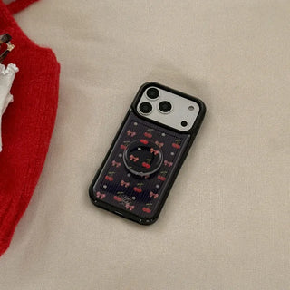 Cherry Cuddle Pattern iPhone 18 Pro Galaxy MagSafe Black Bumper Case