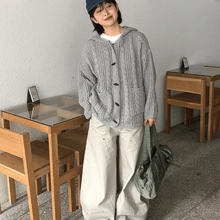 Hetlo Cable Knit Hooded Cardigan