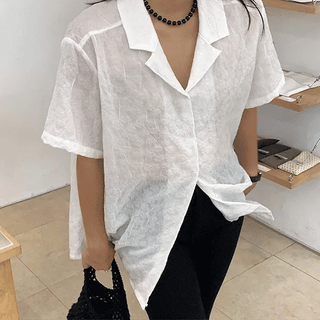 LIKEMENT  Pratt Summer Stripe Loose Fit Short Sleeve Shirt
