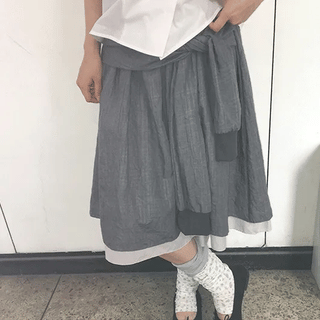 Karohi Layered Check Midi Skirt
