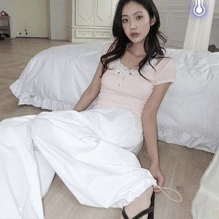 Kitez Cotton Balloon Fit Wide Elastic Pants