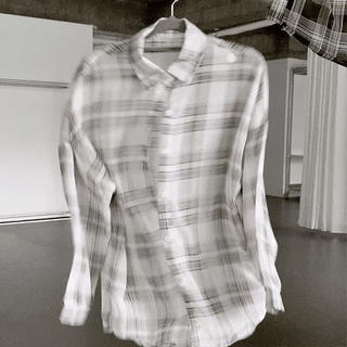 Annie Check Oversized See-through Shirt
