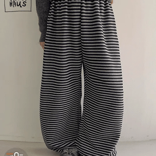 Chestsuit Peach Brushed Stripe Elastic Wide Pants
