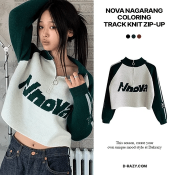 Nova Raglan Color Block Track Knit Zip-up