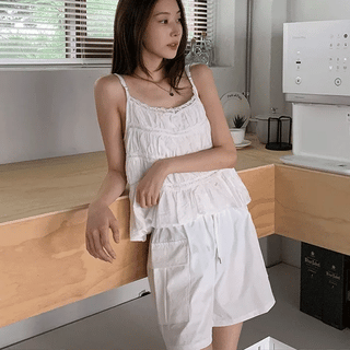 De Si Layered Shirred Sleeveless Bustier