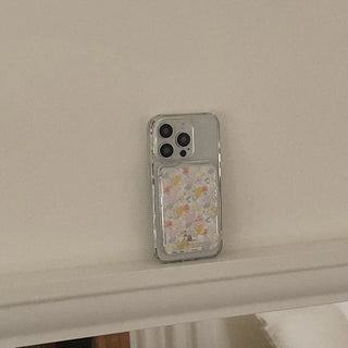 Blooming Aura MagSafe Clear Card Wallet Pocket Case
