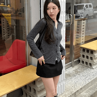 Two-way high-neck collar button turtleneck