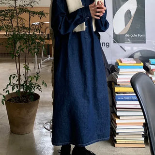 Hagen Denim Half-Open Long Dress