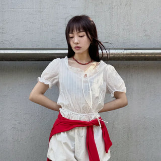 Nagi frill short-sleeve blouse