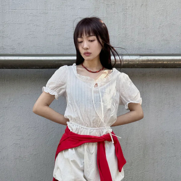 Nagi frill short-sleeve blouse