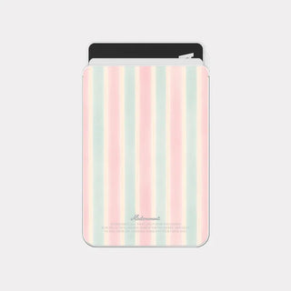 Soft pastel stripe MagSafe clear card wallet pocket case