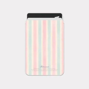 Soft pastel stripe MagSafe clear card wallet pocket case