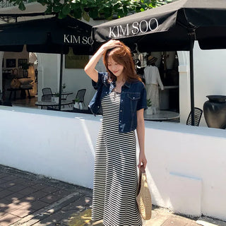 Sunny Striped Padded Dress