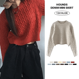 Crop Cable Round Knit
