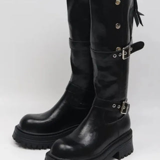 Two-buckle platform boots