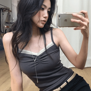 Naroo Lace Slim Fit Ribbed Sleeveless