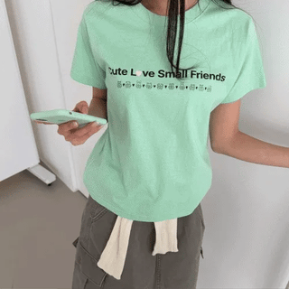 Pokey Small Friends Lettering Short Sleeve T-shirt