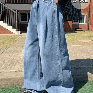 Biche Washed Denim Wide Pants