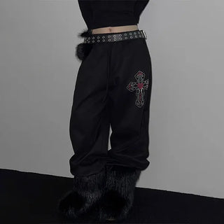 Leopard pearl fur pants