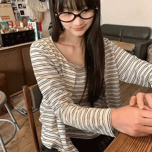 Vianne striped sleeveless cardigan set