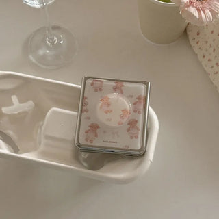 Blooming Teddy Galaxy Z-Flip Fold 8 MagSafe Silver Bumper Case