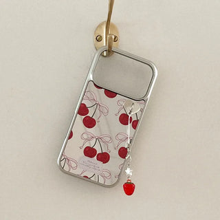 [Set] Cherry Berry Mirror Silver Phone Case + Keyring