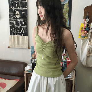 Vito Shirred Punching Layered Color Sleeveless Top