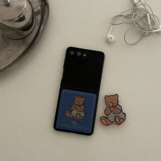 Teddy in Denim Galaxy MagSafe Z-Flip Fold 8 Black Bumper Phone Case