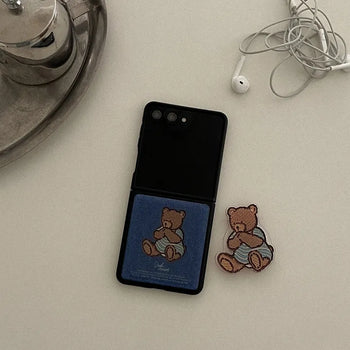 Teddy in Denim Galaxy MagSafe Z-Flip Fold 8 Black Bumper Phone Case