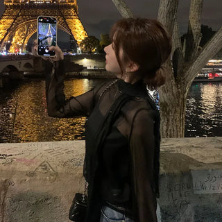 Midnight See-through Blouse