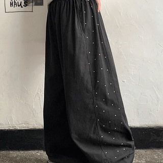 Hokyod Star Color Block Elastic Waist Wide Pants