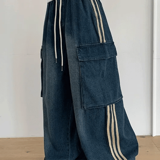 K-Show Trackline Denim Cargo Pants