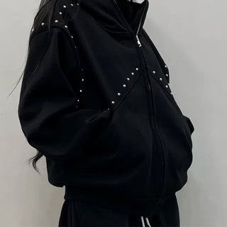fur two-way hooded zip-up