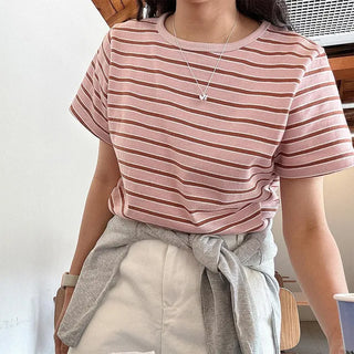 Venti Summer Stripe Label Short Sleeve Tshirt