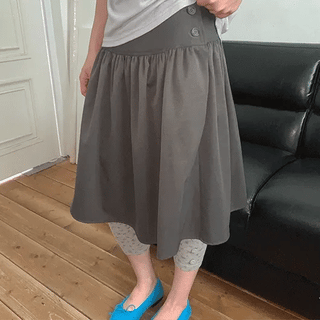 Fog button midi skirt
